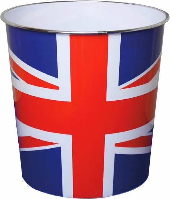 JVL Multicolour Waste Paper Bin with Blue and Silver Accents, W/D/H: 27.0 x 25.0 x 25.0 cm