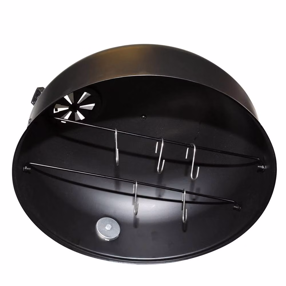 Kelvenix 3 in 1 Charcoal BBQ Grill and Smoker with Thermometer in Black Steel – 2