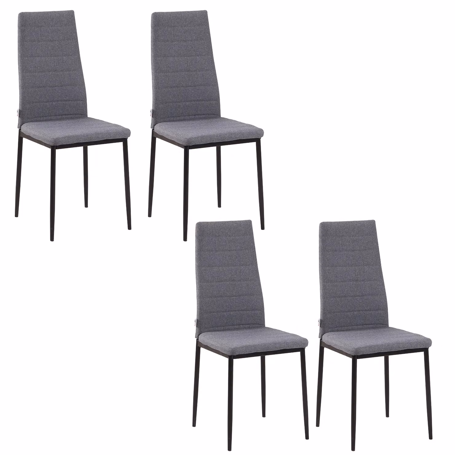 HOMCOM Modern High Back Dining Chairs in Grey Upholstered Fabric – 2
