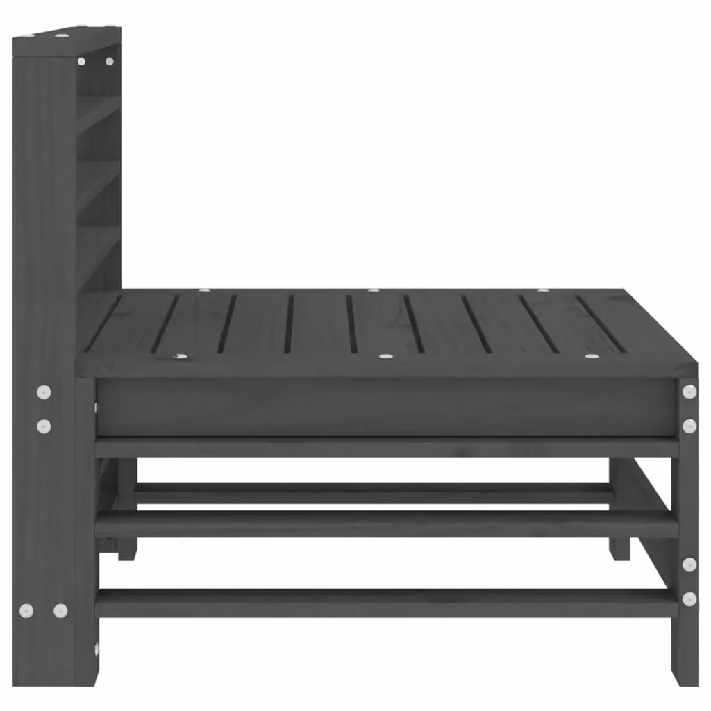 Berkfield Home Garden Rustic Grey Solid Wood Pine Middle Sofa – 3