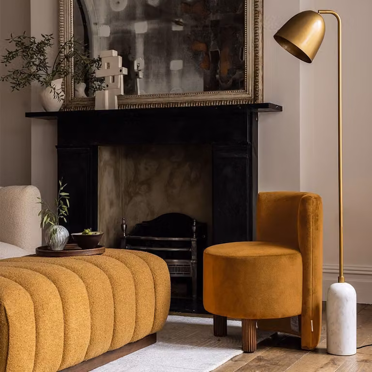 Atkin and Thyme Wesley Tub Occasional Chair in Yellow Velvet