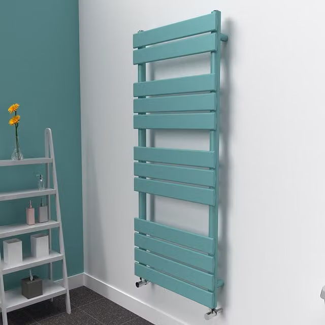 Lux Heat Flat Coloured Towel Radiator in Light Aqua Green, W: 50 cm, H: 120 cm