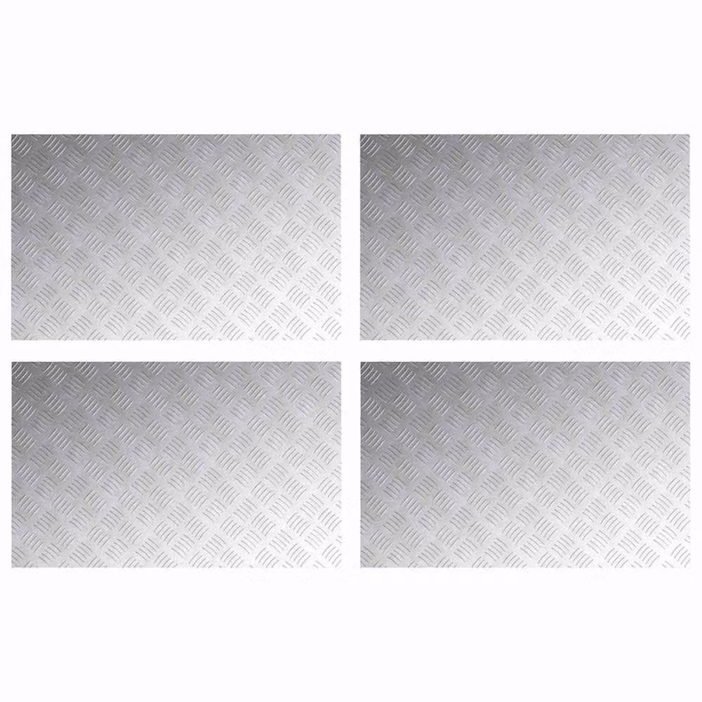 Berkfield Home Silver Aluminium Anti-Slip Checker Plate Sheets, 4 Pack, W: 80 cm, D: 50 cm – 1