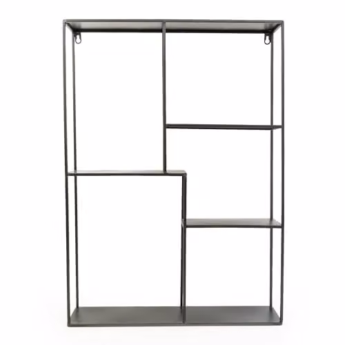 Madison & Mayfair Modern Matt Black Metal Wall Mounted Rectangular Shelf Unit W: 70 cm, H: 12 cm, D: 12 cm – 2