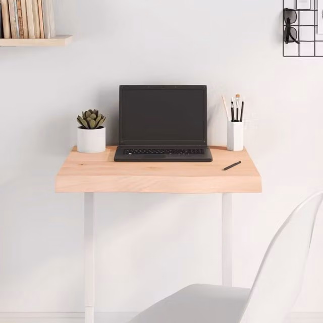 Berkfield Home Solid Oak Table Top in Brown, W: 60 cm, D: 50 cm, H: 2-6 cm