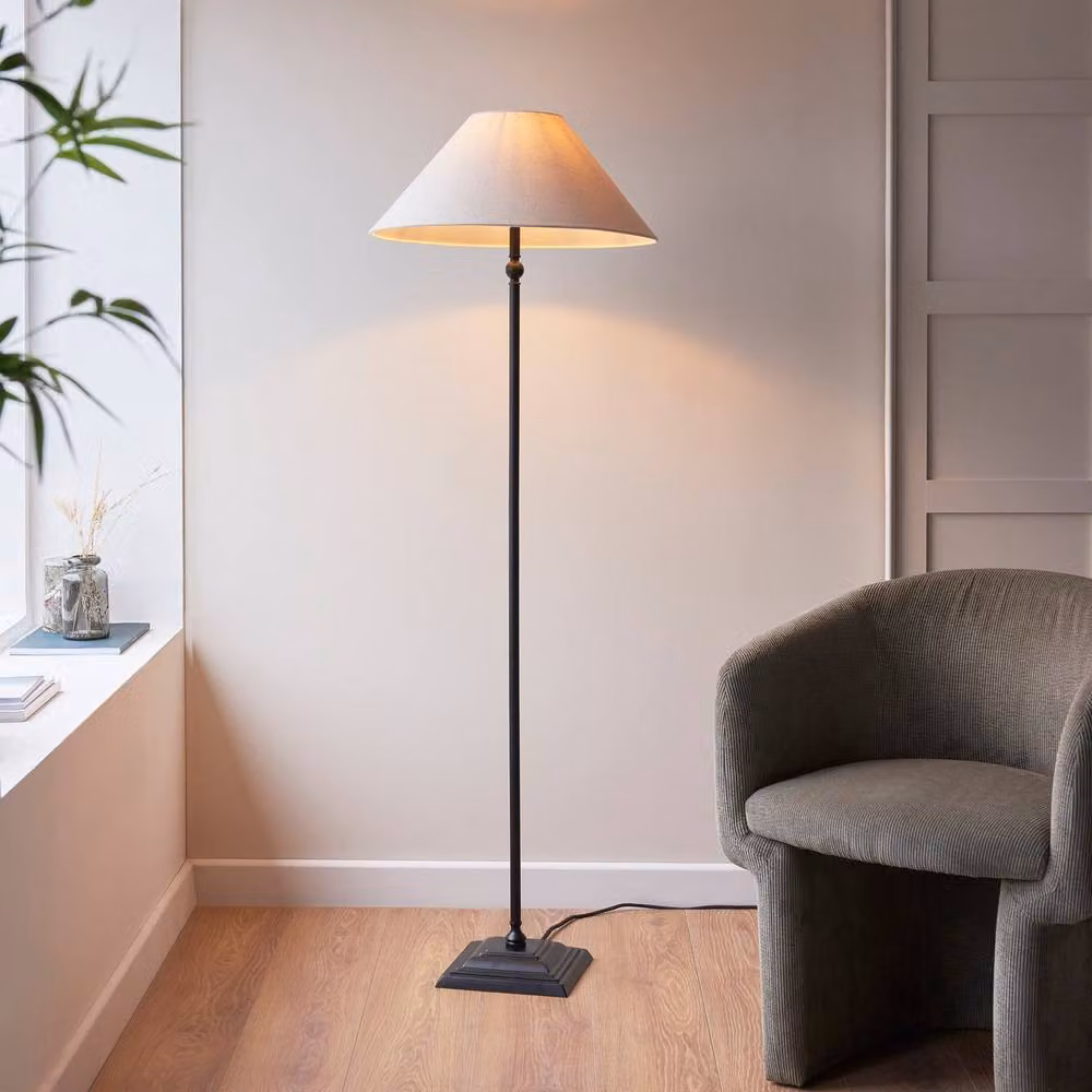 Netlighting Lille Floor Lamp with Tapered Fabric Shade in Matt Black – 2