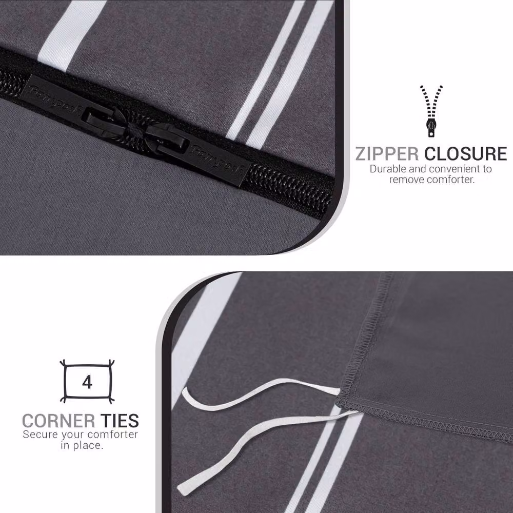 Grace Brushed Microfibre Duvet Cover and Pillowcase Set in Grey, Super King, W: 200 x D: 200 cm – 6
