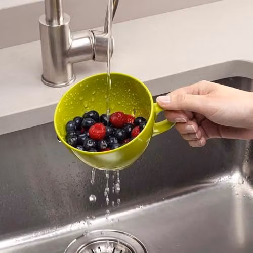 Zeal Melamine Berry Colander with Handles, Green, Diameter: 10 cm – 2