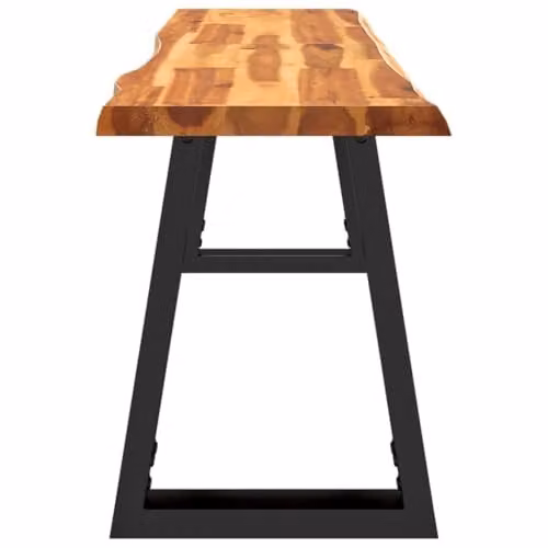 vidaXL Industrial Acacia Wood Bench with Live Edge and Metal Legs, Brown, W: 140 cm, D: 35 cm, H: 45 cm – 5