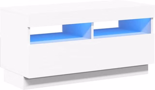 Berkfield Home Modern Glossy White TV Cabinet with LED Lights W/D/H: 80 x 35 x 40 cm – 1