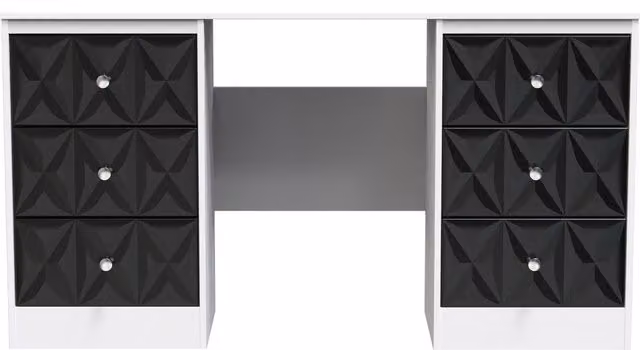2 U Memphis Ready Assembled 6 Drawer Kneehole Desk in Black – 1