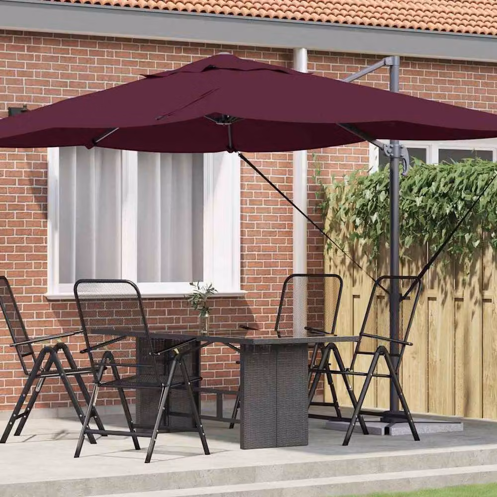 Berkfield Home Cantilever Garden Umbrella in Bordeaux Red Polyester and Steel – 2
