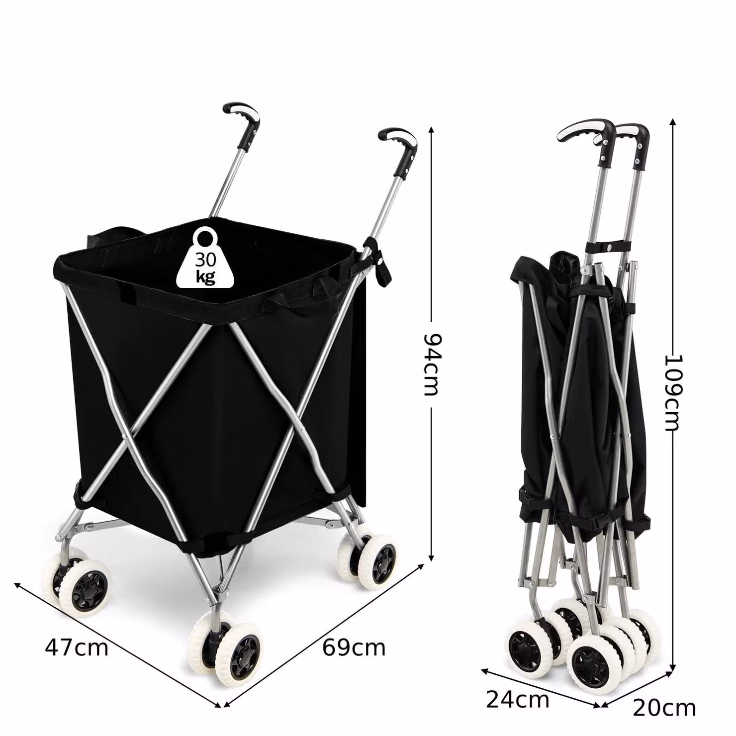 Gymax 90L Folding Waterproof Grocery and Utility Shopping Cart in Black – 2