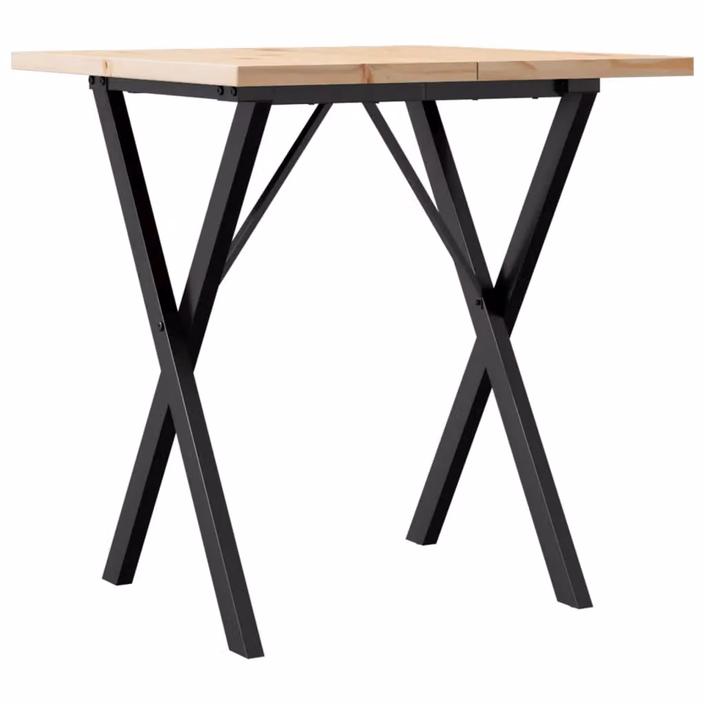 Berkfield Home X-Frame Square Dining Table in Brown Solid Pine and Steel, W: 70 cm, D: 70 cm, H: 75.5 cm – 2
