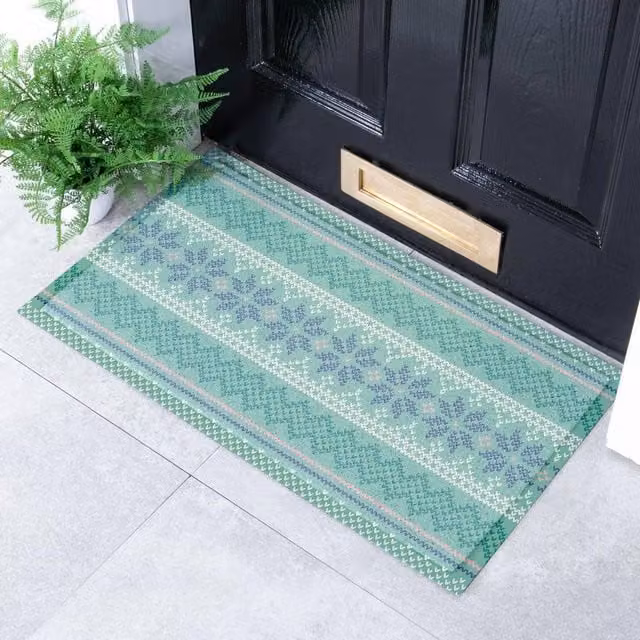 Artsy Mats Fair Isle Green Patterned Doormat, W/D/H: 70 x 40 cm – 1