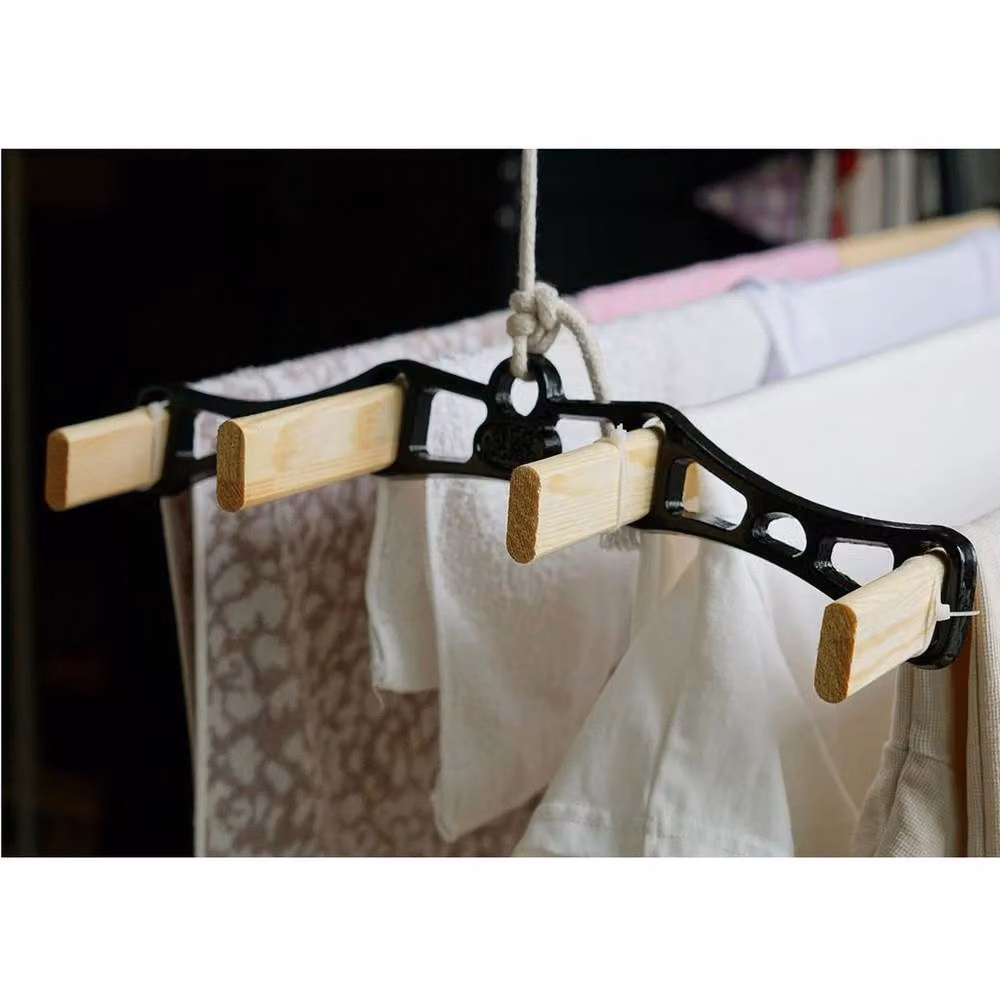 PAWNORA Ceiling Pulley Clothes Airer Dryer in Natural Wood – 2
