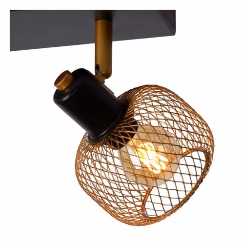 Lucide Maren Retro Dimmable Twin Ceiling Spotlight in Gold/Brass with 2 x E14 Sockets – 4