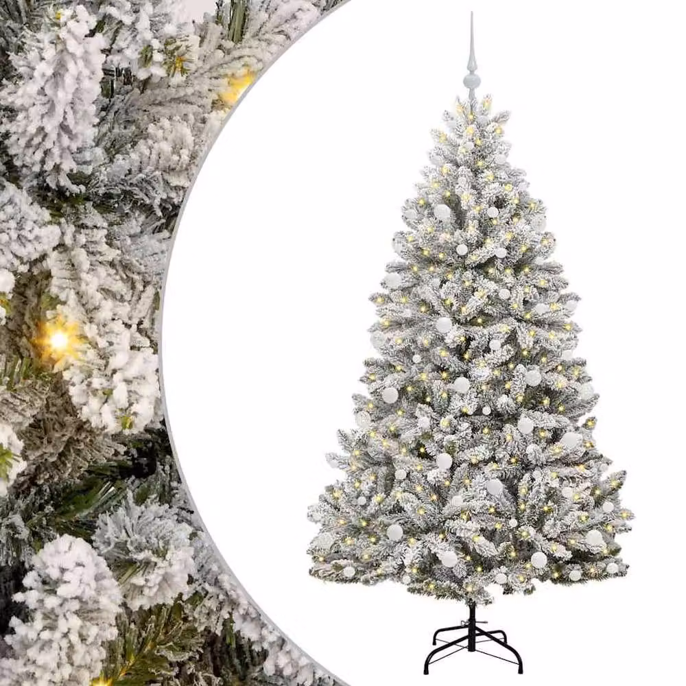Berkfield Home Artificial Christmas Tree in Green and White, Height: 180 cm – 2