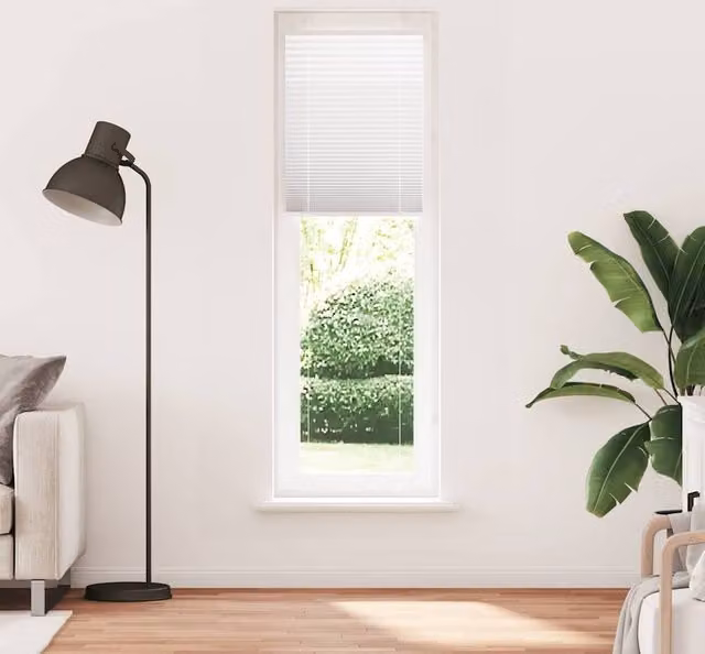 Berkfield Home White Single Pleat Polyester Fabric Blind, W: 60 cm, H: 200 cm