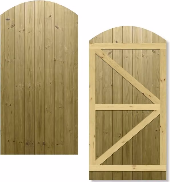 Premier Garden Supplies Interlocked Tongue Groove Arch Top Pedestrian Garden Gate, Pressure Treated, W: 90 cm
