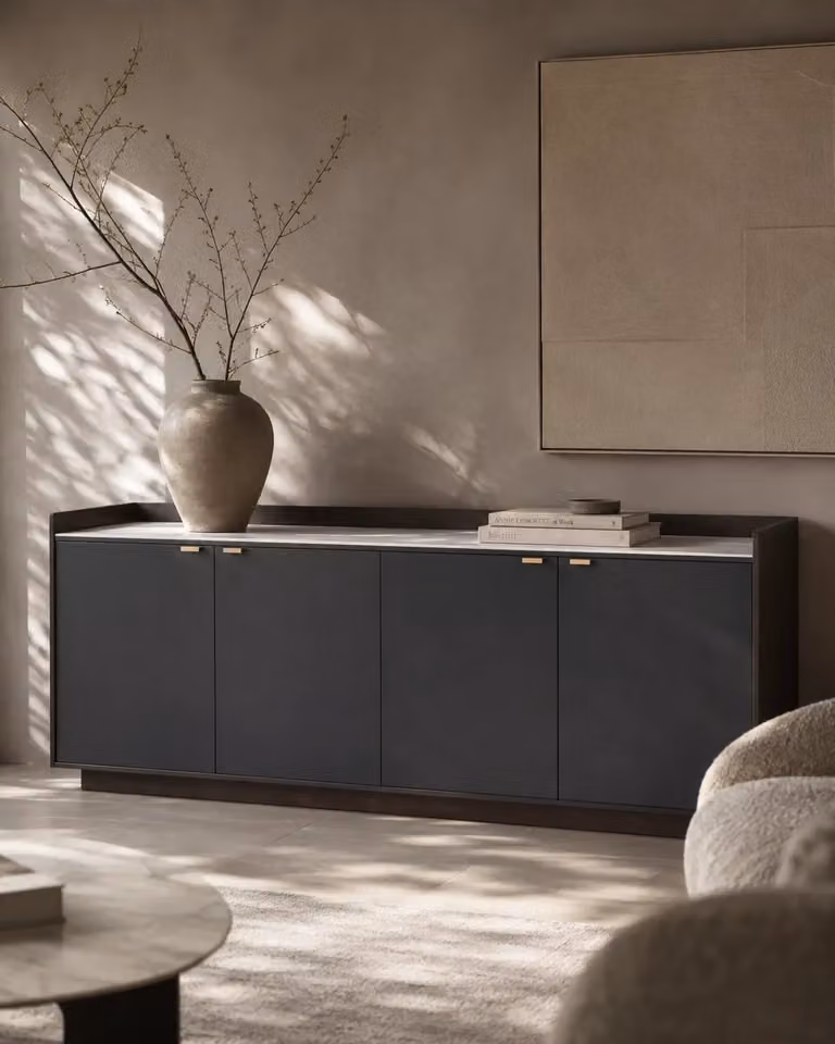 Saviour Buffet Anthracite Modern MDF Sideboard W/D/H: 186.0 x 45.5 x 75.4 cm