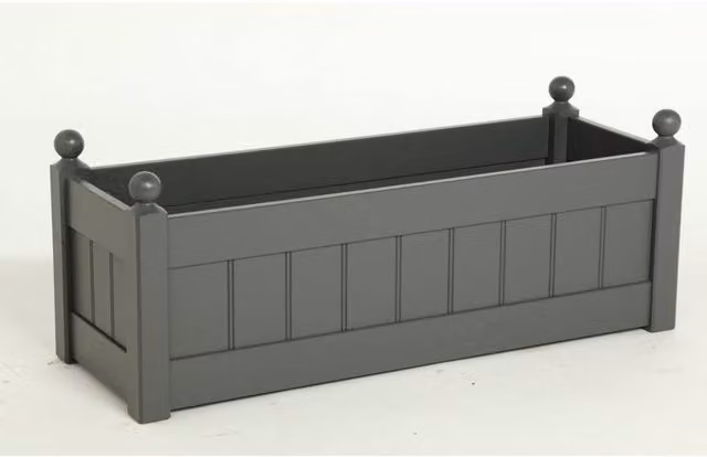 AFK Classic Painted Wood Trough Planter in Anthracite Grey, Width: 87 cm