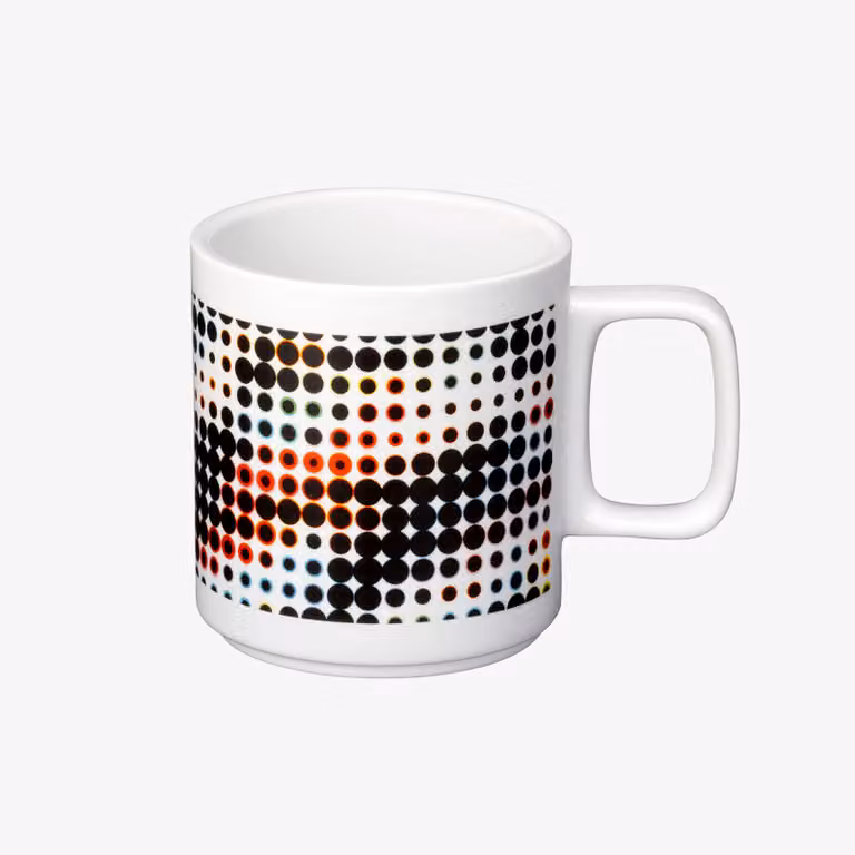 Hasami Porcelain Art Mug by Artist Yuji Kamiyama in White and Multicolour