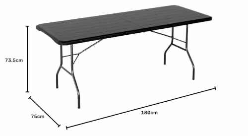 MCC Direct Heavy Duty Folding Table in Dark Wood and Dark Grey, W: 180 cm, D: 75 cm, H: 73.5 cm – 3
