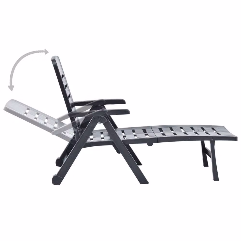 Berkfield Home Folding Sun Lounger in Anthracite Grey with Adjustable Headrest and Armrests – 2
