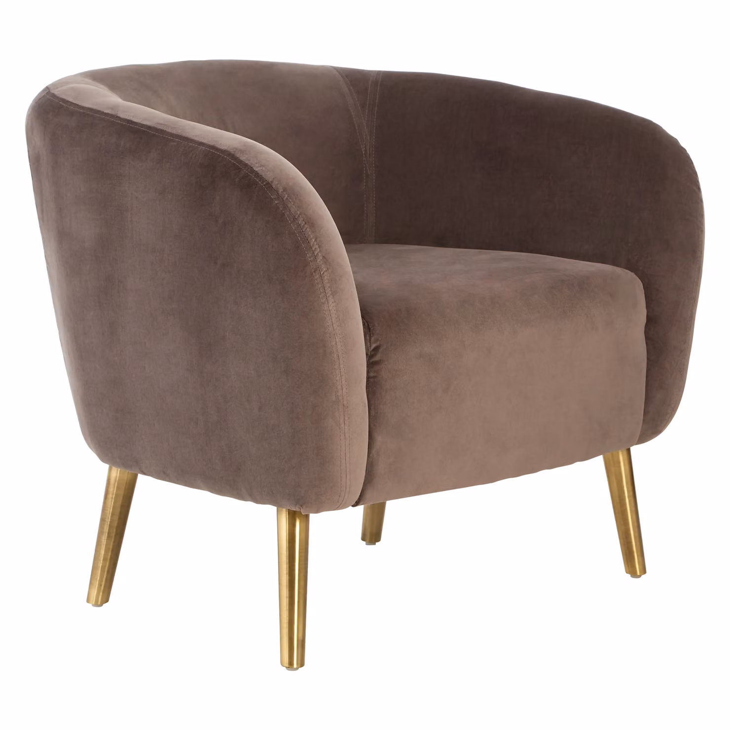 Orsina Mid Century Grey Velvet Round Tub Armchair with Gold Metal Legs – 3