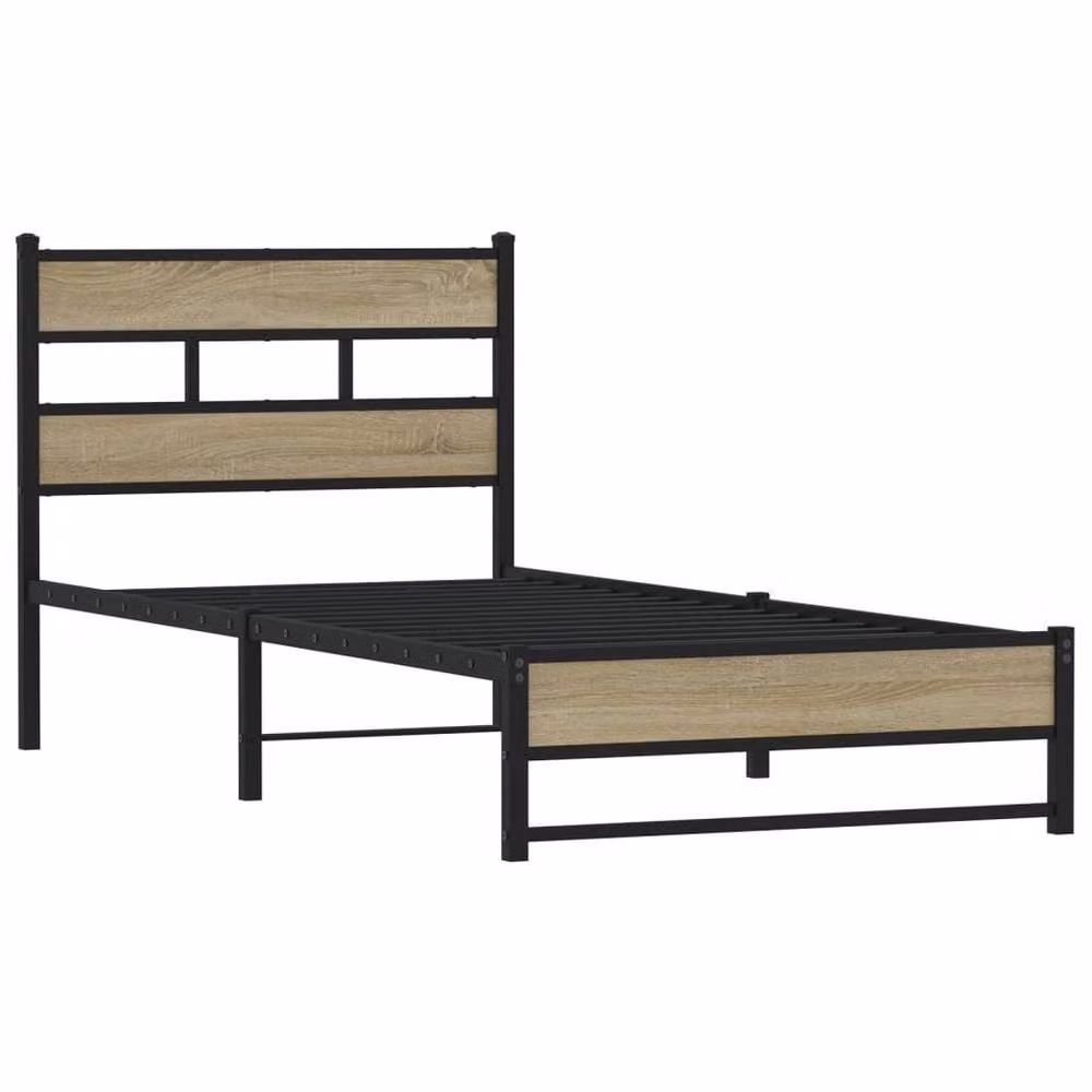 Berkfield Home Metal Bed Frame in Sonoma Oak Brown, W/D/H: 80 x 200 cm – 3