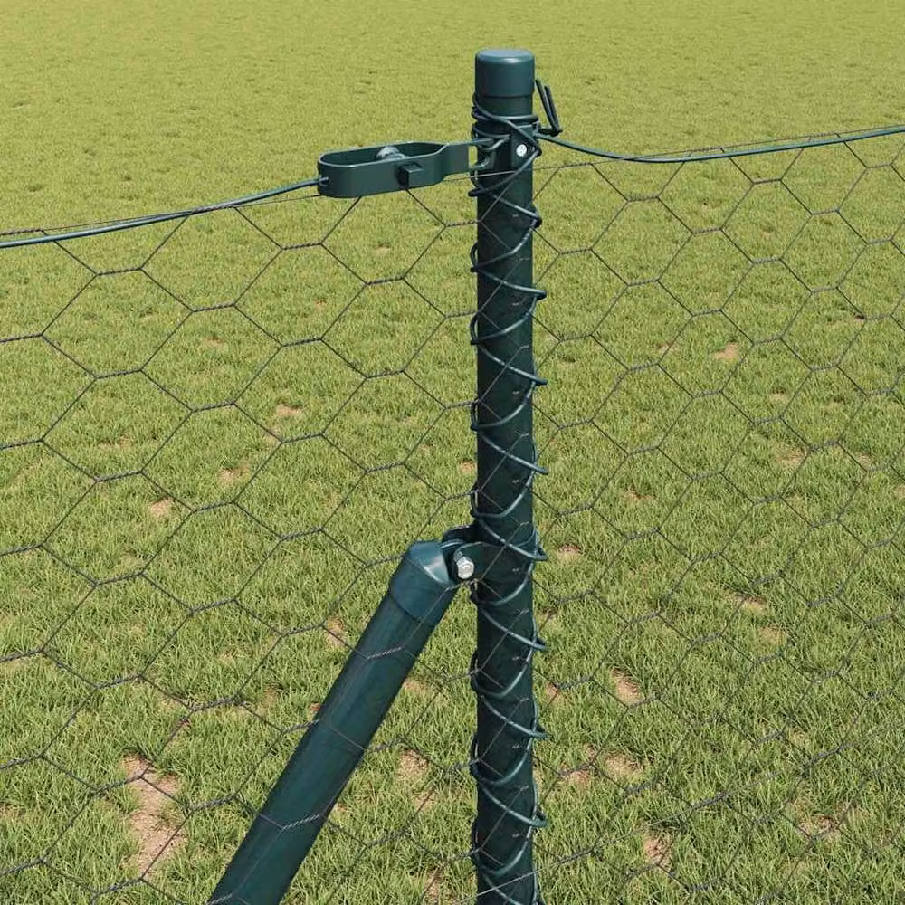 Berkfield Home Hexagon Steel Fence in Grey and Dark Green, 4 x 50 m – 2