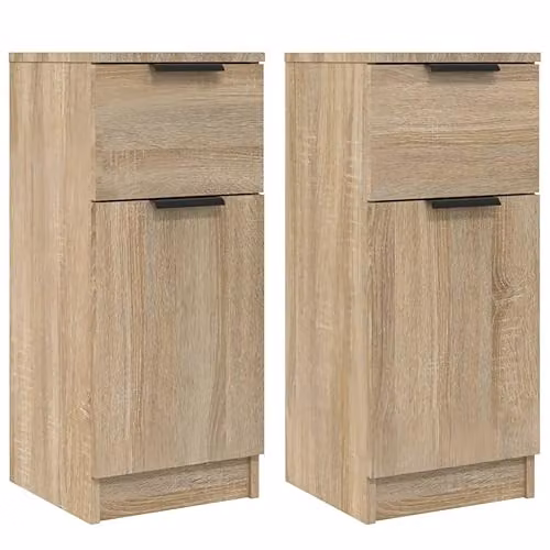vidaXL Set of 2 Sonoma Oak Sideboards in Brown, W/D/H: 30 x 30 x 70 cm