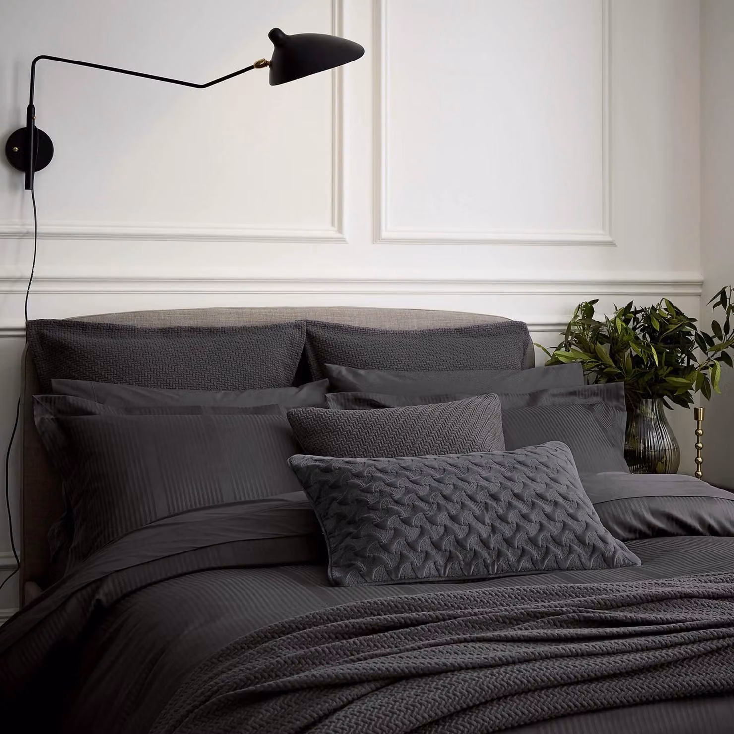 Bedeck of Belfast 1951 Andaz Charcoal Grey Cotton Percale Pillow Sham – 5
