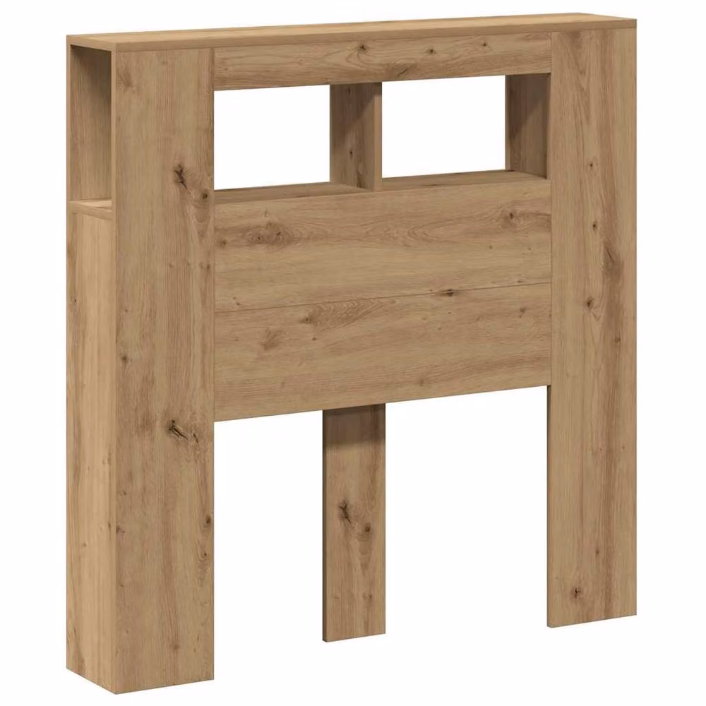 Berkfield Home Artisan Oak LED Headboard in Brown with Integrated Shelf and USB Charging Port, W/D/H: 100 x 18.5 x 103.5 cm – 3