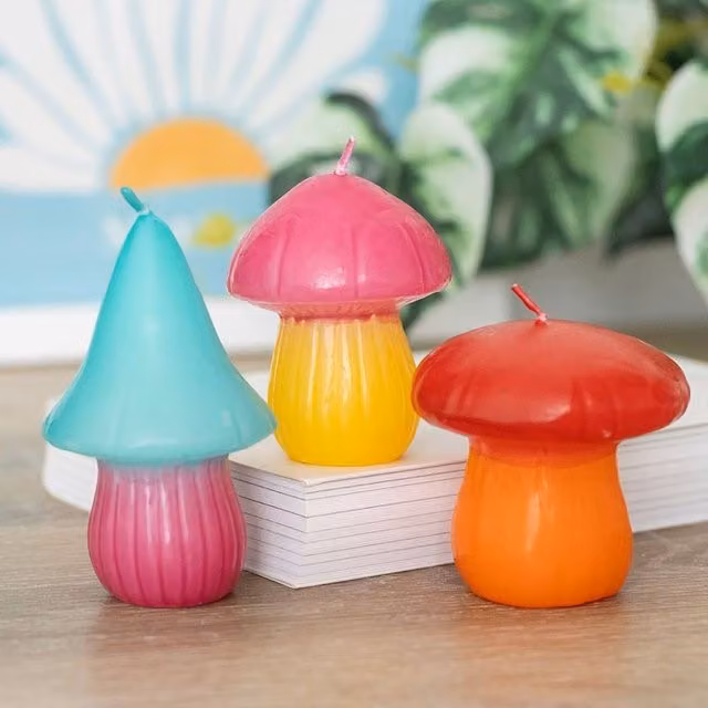Uniqueful Set of 3 Multicolour Mushroom Shaped Tabletop Candles – 1