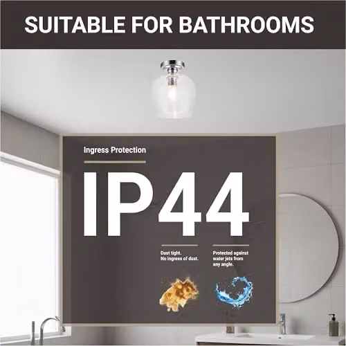 Cosylyte Oakdale Classic Bubble Glass Ceiling Light with Chrome Base, IP44, W/D/H: 20 x 20 x 24 cm – 2