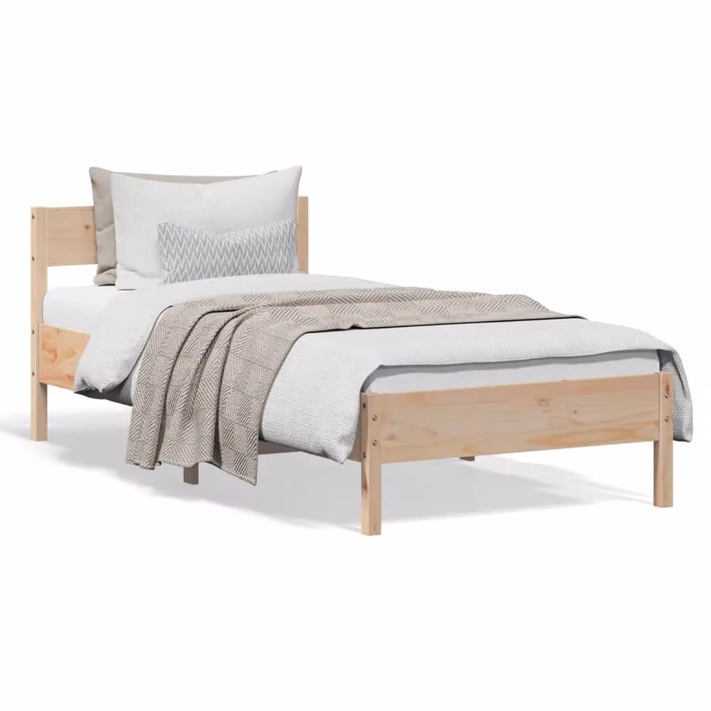Berkfield Home Small Single Solid Wood Pine Bed Frame, Brown, W/D/H: 75 x 190 cm – 2