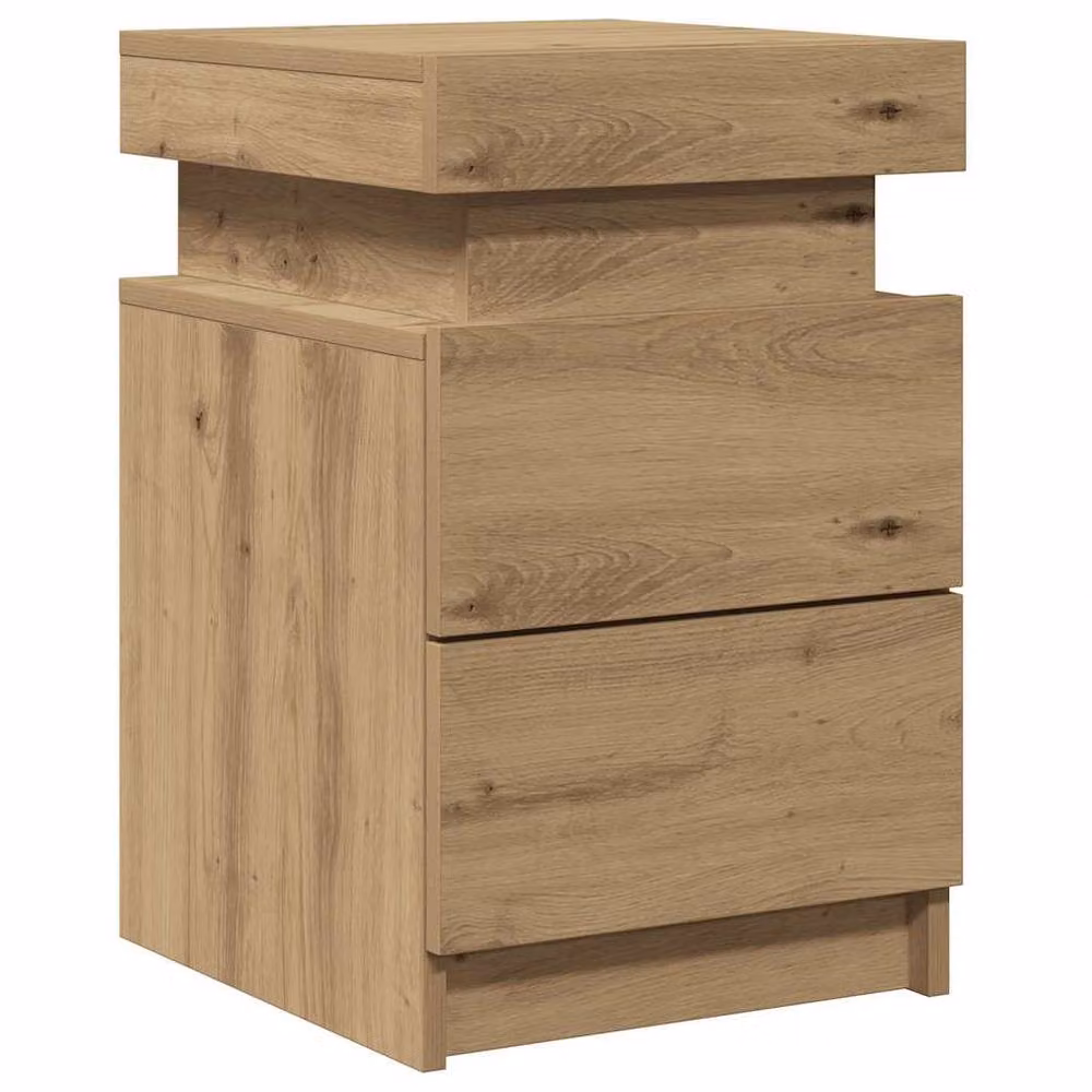 Berkfield Home Bedside Cabinet in Artisan Oak Brown with Integrated LED Lighting, W/D/H: 35 x 39 x 55 cm – 2
