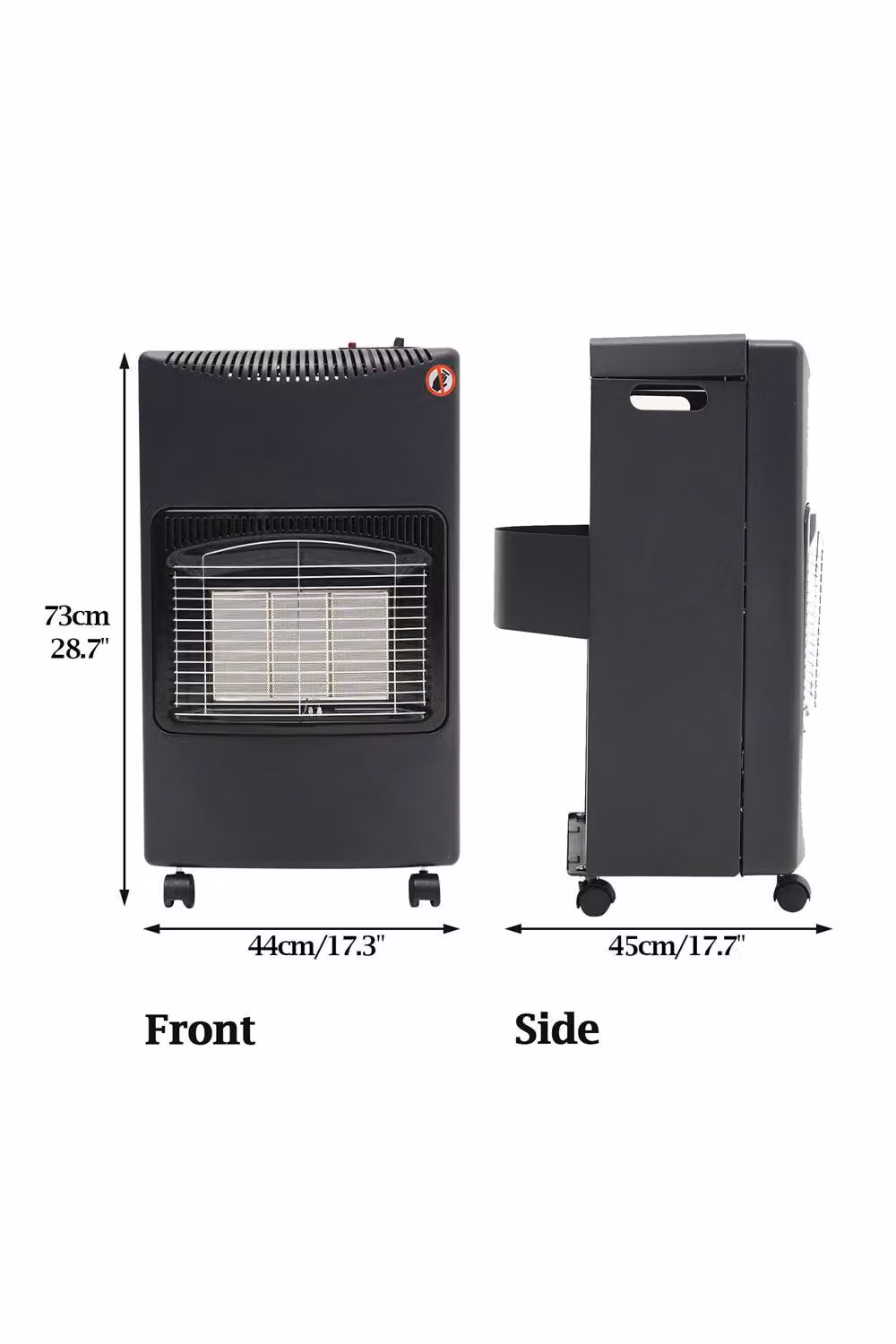 Living and Home Ceramic Gas Heater with Wheels, Black – 2