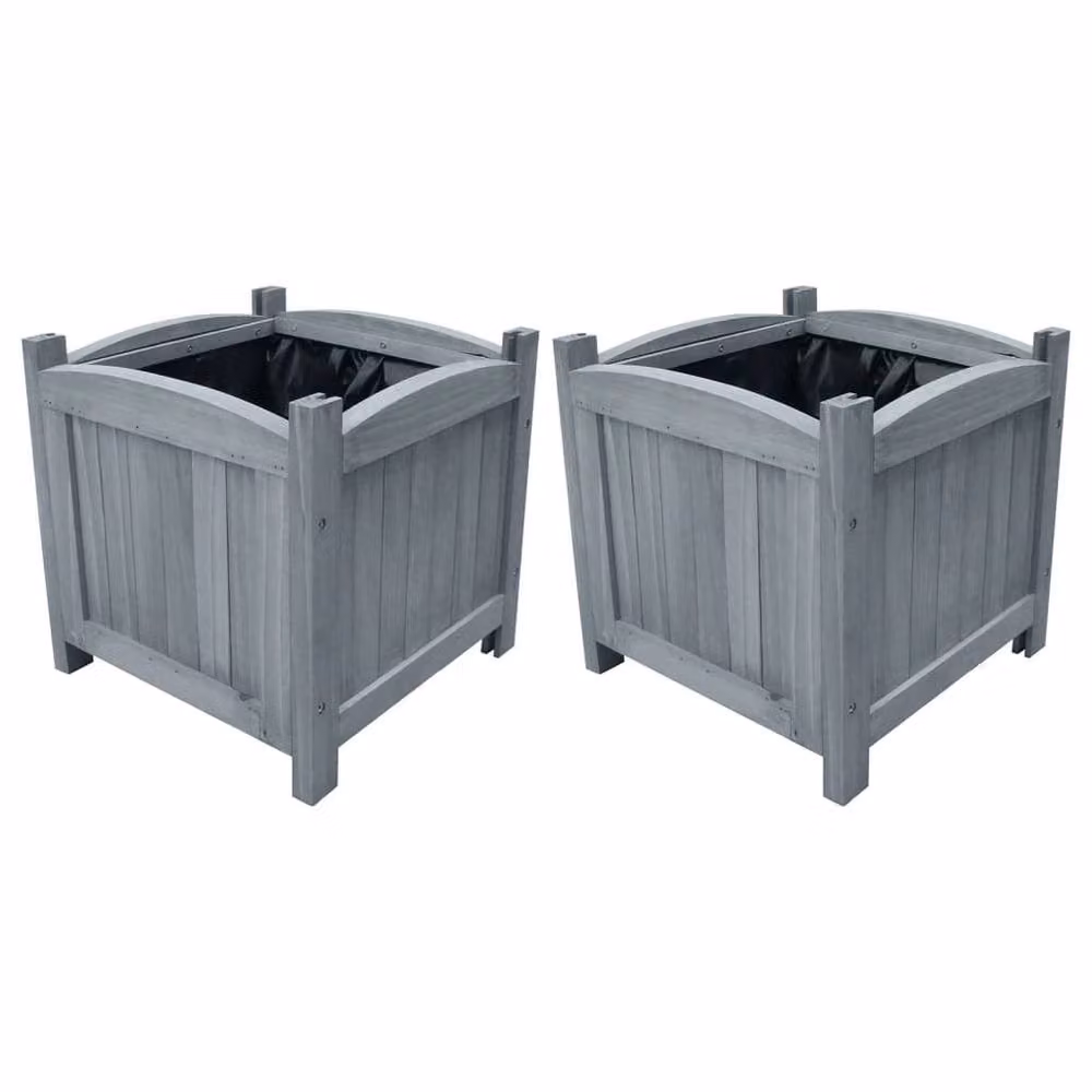 Berkfield Home Garden Raised Beds, 2 Pack, Grey Solid Firwood, W/D/H: 30 x 30 x 30 cm – 2