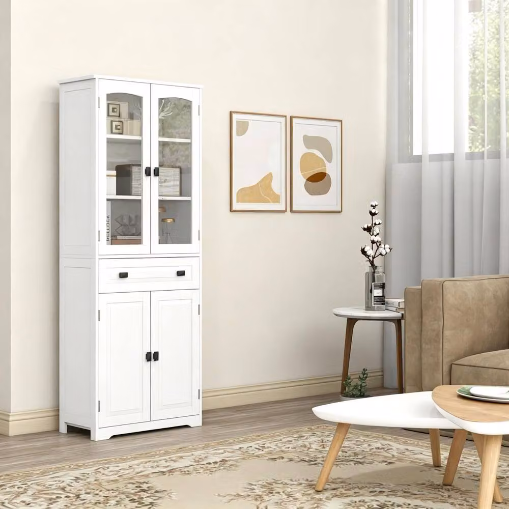 STILVORA White Kitchen Tall Cupboard with Drawer and Hinged Doors, W/D/H: 60.0 x 30.0 x 160.0 cm – 2