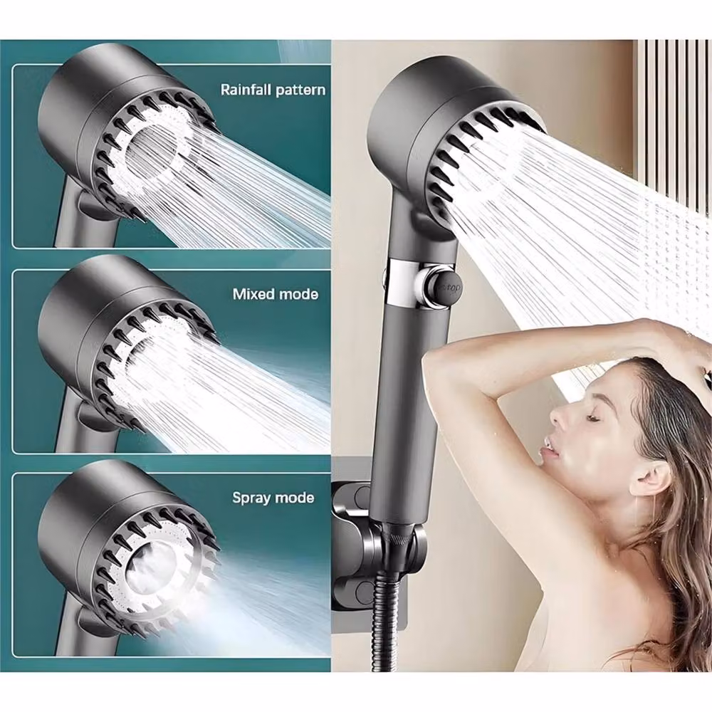 SPETLEK 3 Mode Shower Head with Rain and Massage Settings in Silver – 5