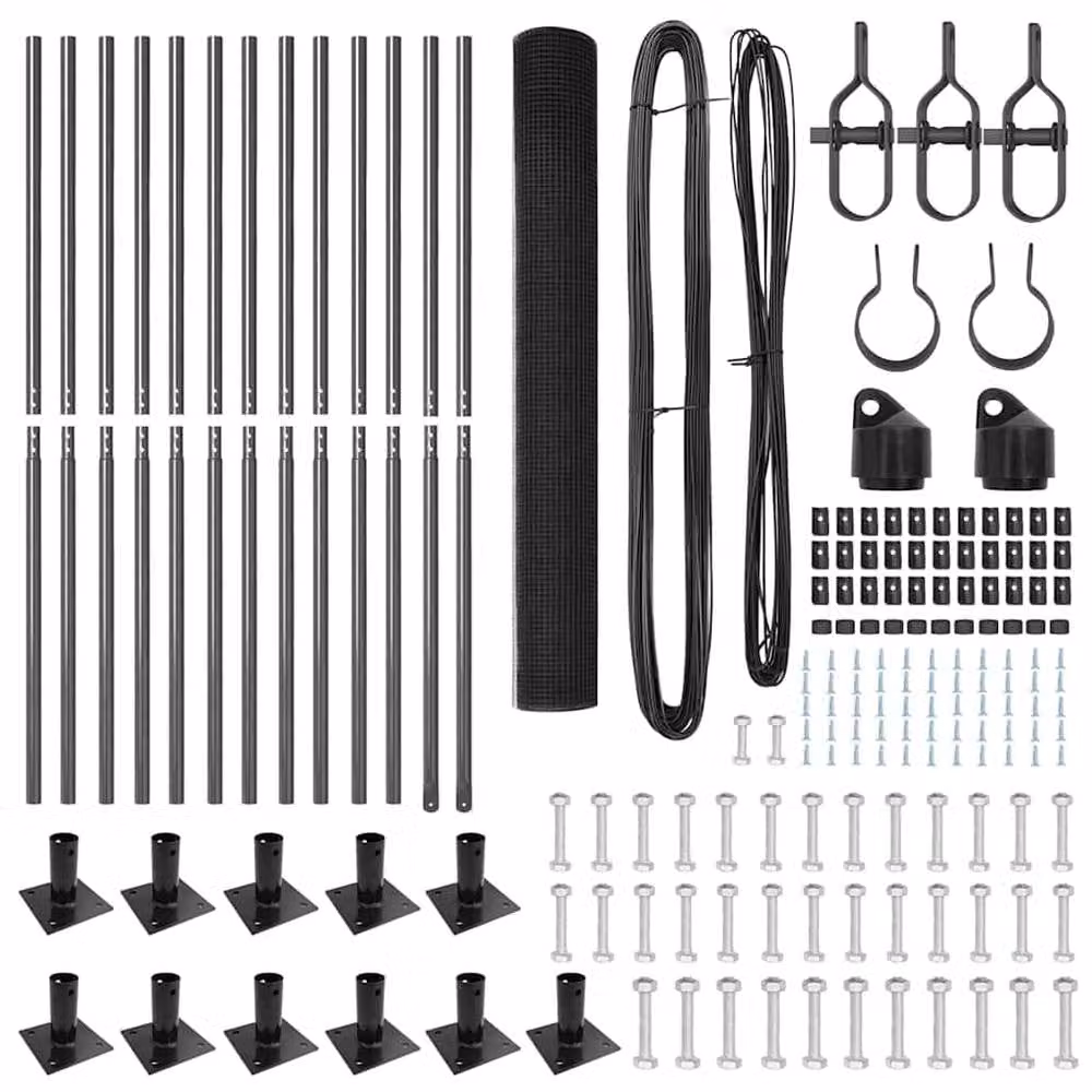 Berkfield Home Grey Steel Welded Wire Fence with 13 Flanged Posts, 0.8 x 25 m – 4