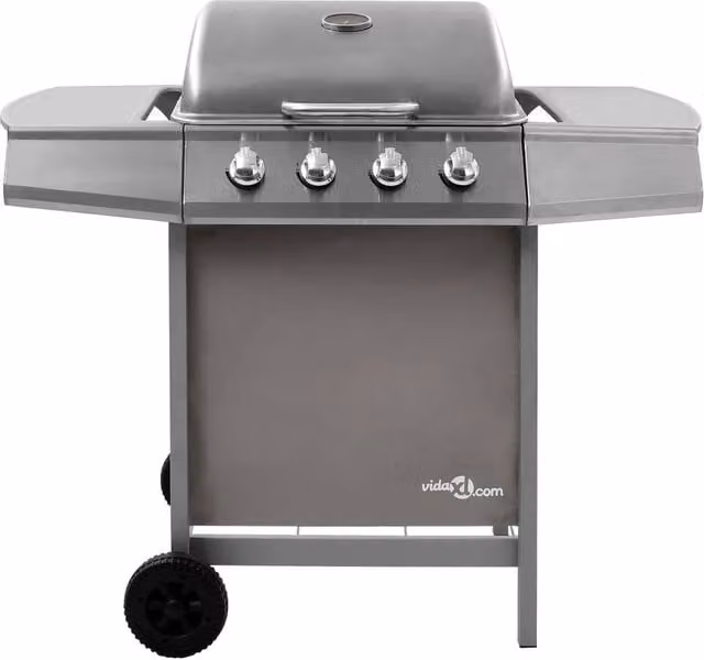 Berkfield Home 4 Burner Gas BBQ Grill with Cart and Thermometer, Silver