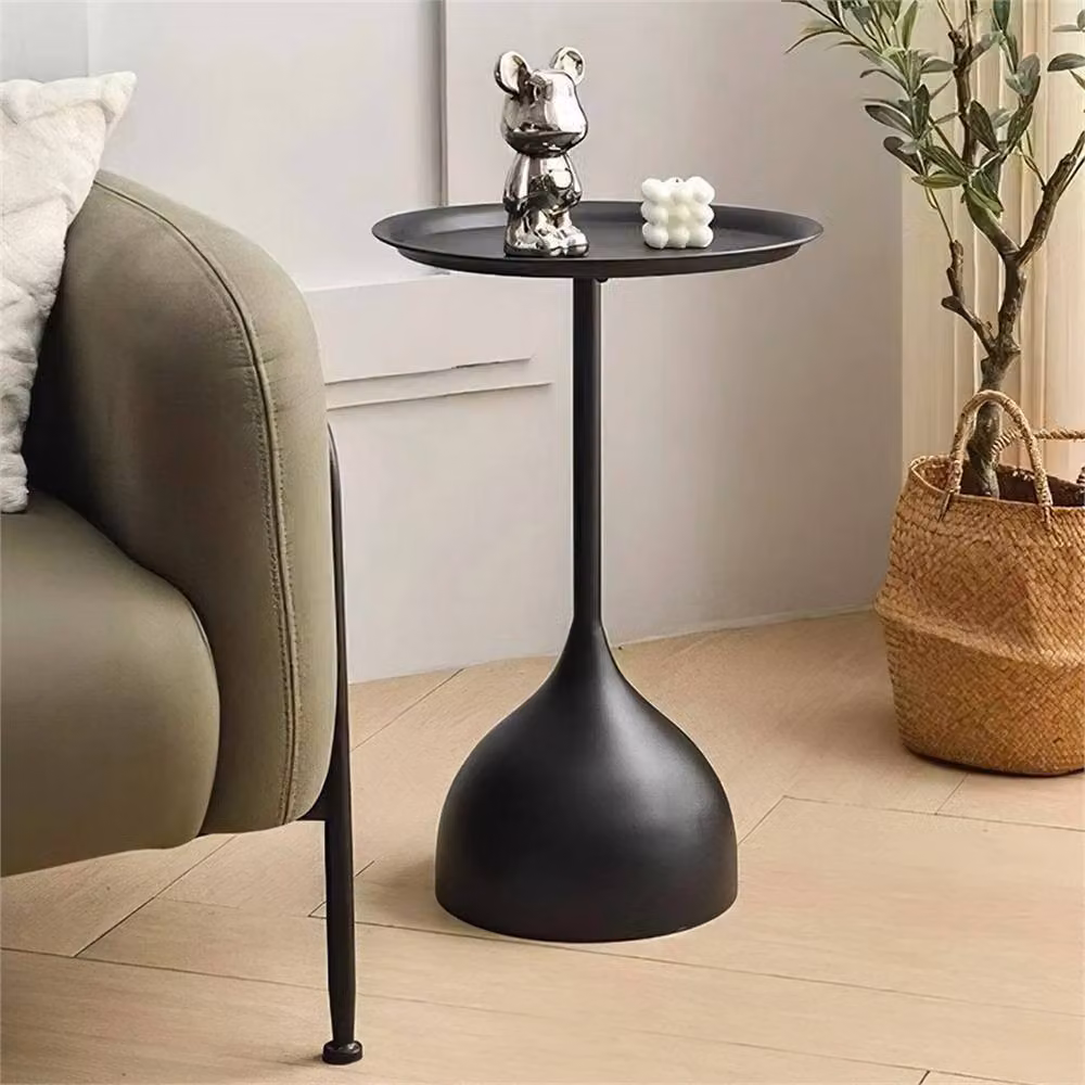 KORVIXA Metal Round Side Table in Black with Matt Finish – 4