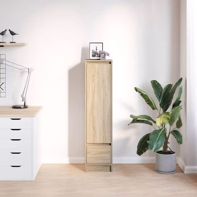 Berkfield Home Sonoma Oak Highboard in Brown, W/D/H: 29.5 x 34 x 119.5 cm – 1