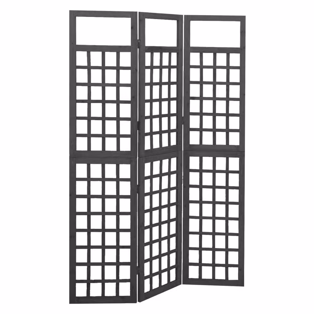 Berkfield Home 3-Panel Black Wood Trellis Room Divider, W: 121 cm, H: 180 cm – 2