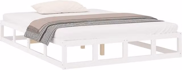 Berkfield Home Beautiful Small Double Bed Frame in White Solid Pine Wood, W/D/H: 120 x 200 cm