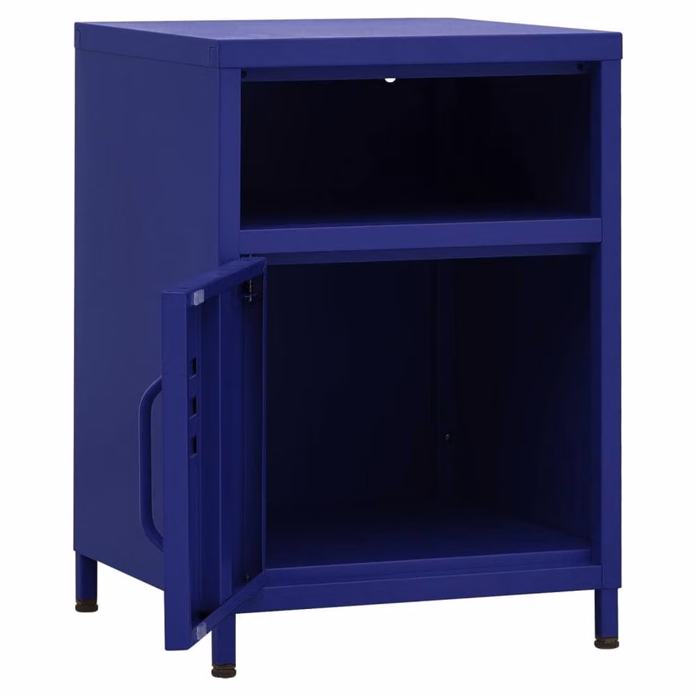Berkfield Home Modern Navy Blue Metal Nightstand with Integrated Lighting, W/D/H: 35 x 35 x 51 cm – 4